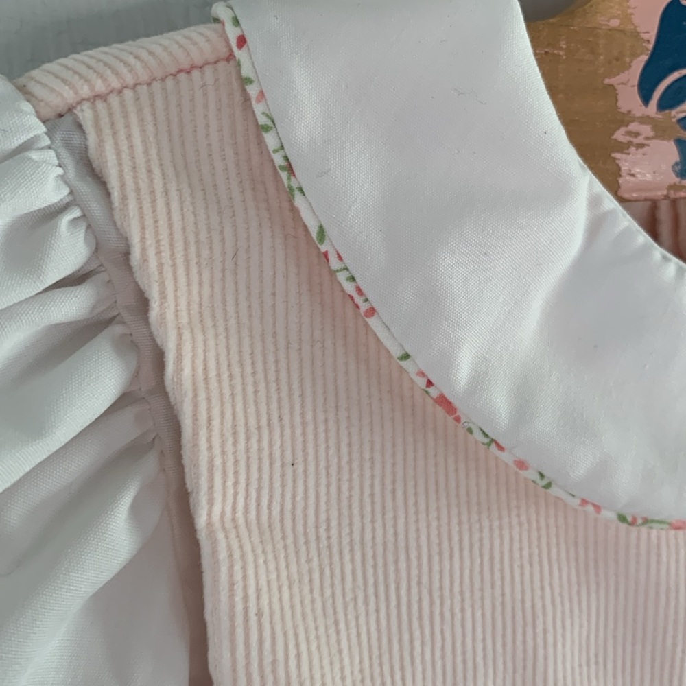 ZU Petit Ami pale pink layered look corduroy dress with appliqué and bloomers - Picture 3 of 10